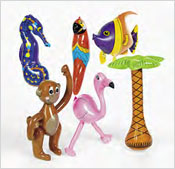 inflatable balls, animals, decorations